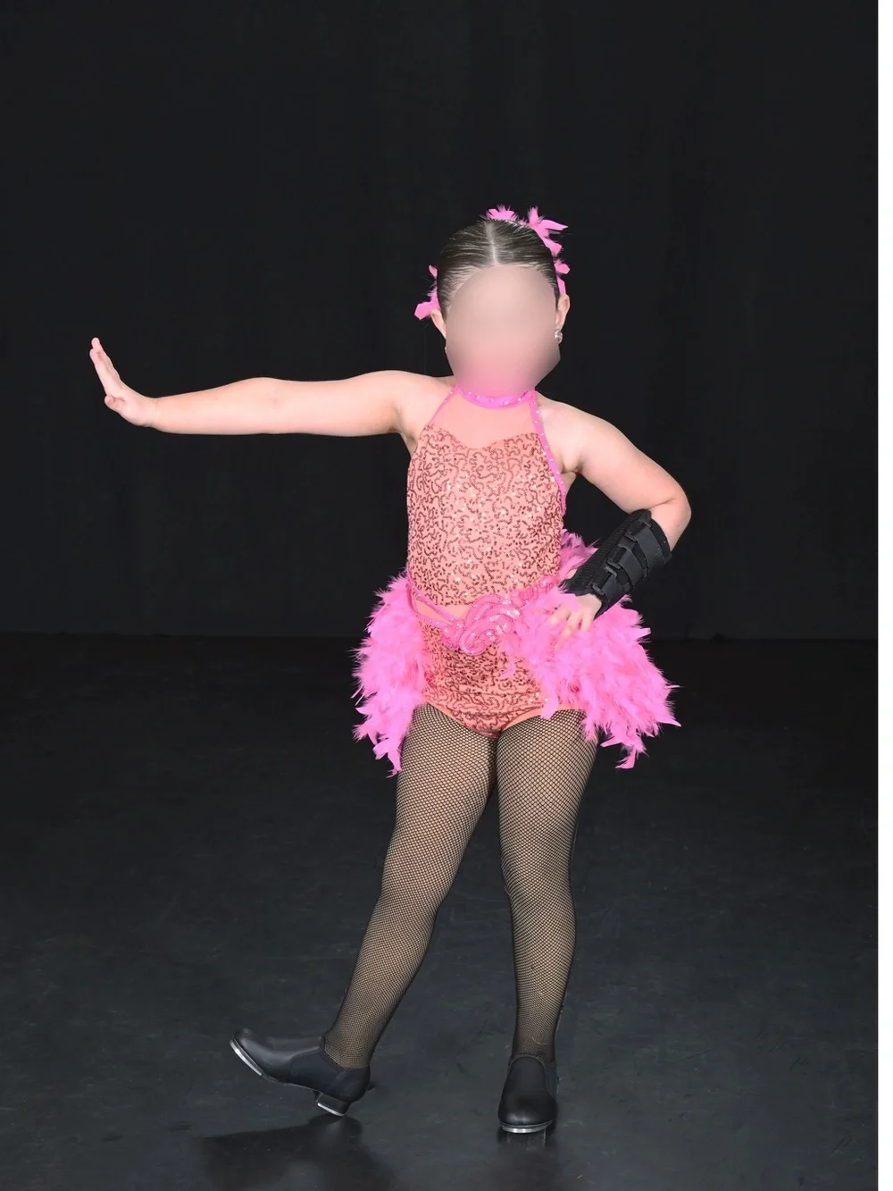 Weissman Hot Pink Sequin Feather Dance Costume